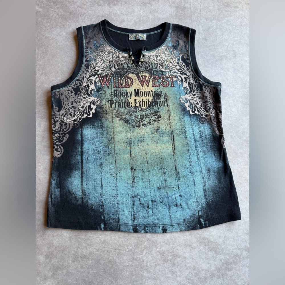 Vanilla Sugar Wild West Tank Top - Teal and Black